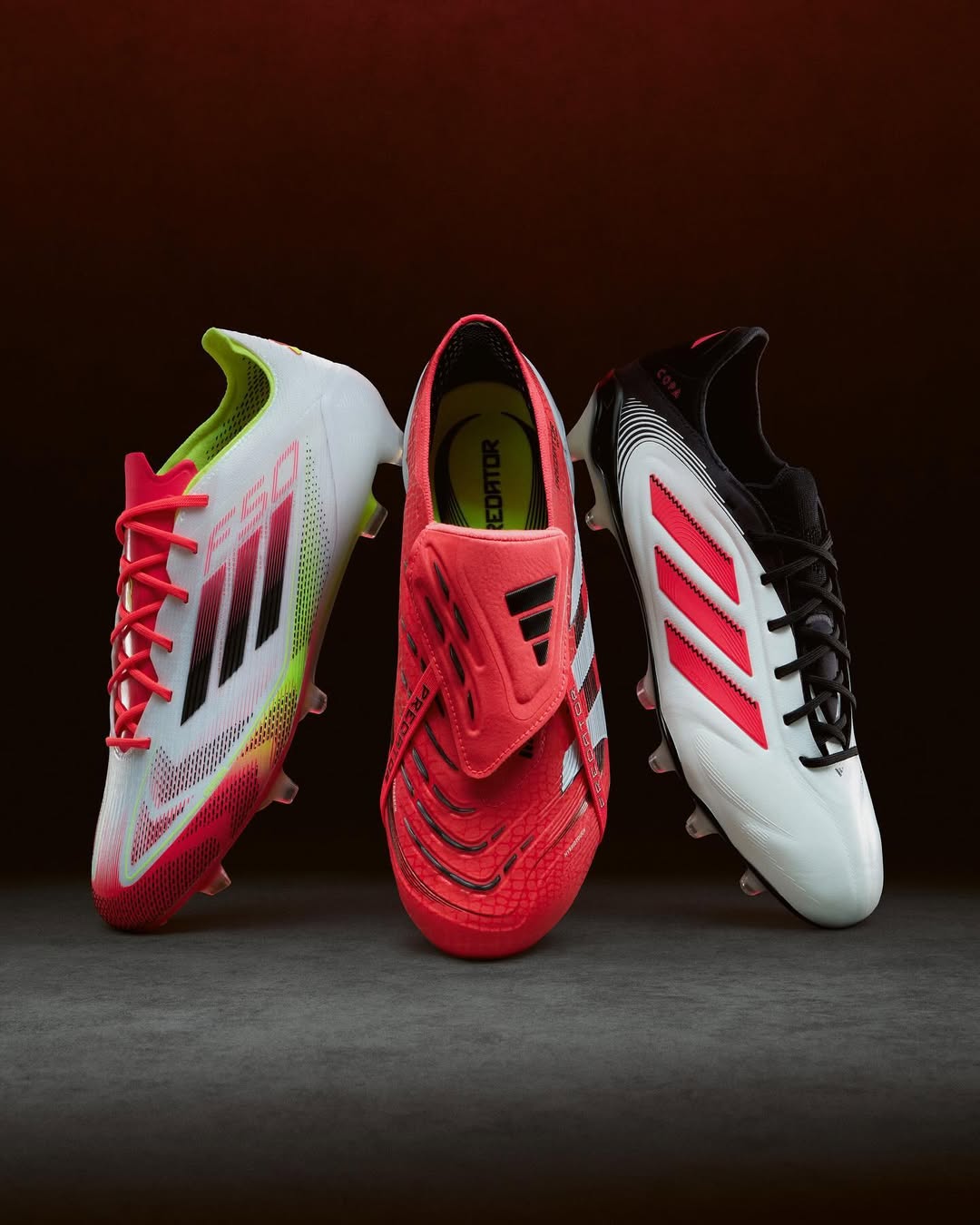 Dit zijn de adidas Predato, F50 en Copa voetbalschoenen uit het Pure Victory pack