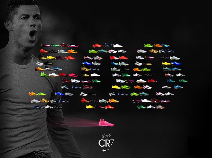 Alle Ronaldo Nike Mercurial Voetbalschoenen Op Een Rij